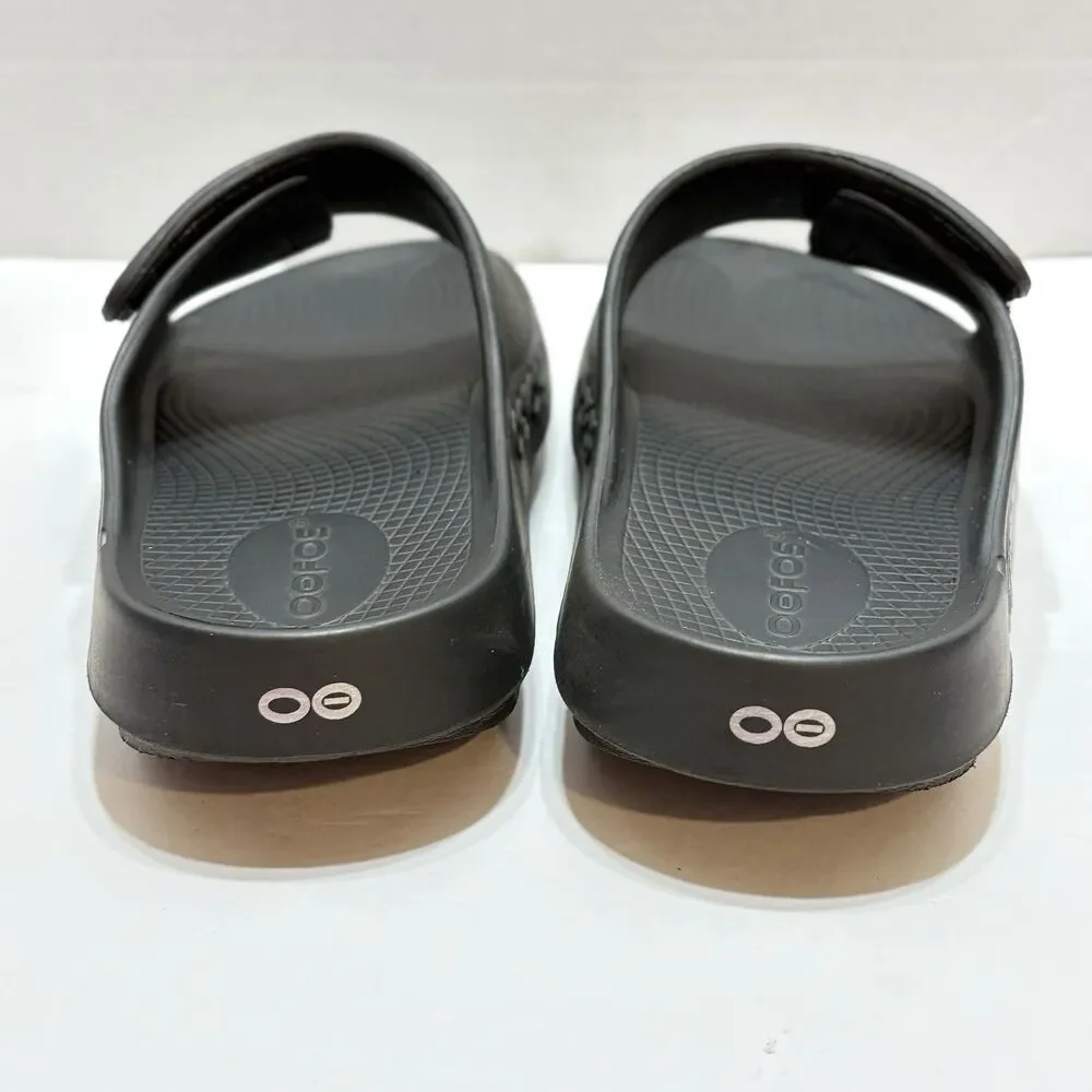 OOFOS OOahh Sport Flex Slides M 7 W 9 Black Comfort Recovery Sandals